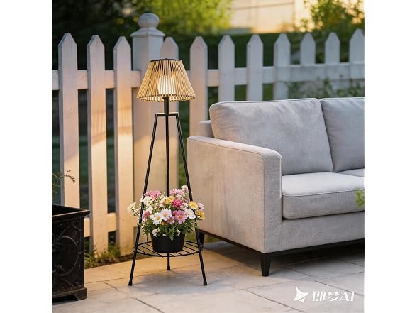 DJGIFI Solar Floor Lamp Plant Shelf