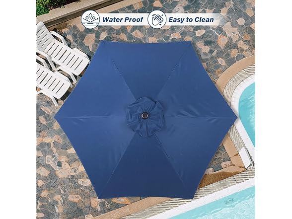 HealSmart 7.5ft Patio Umbrella with Push Button Tilt/Crank Blue