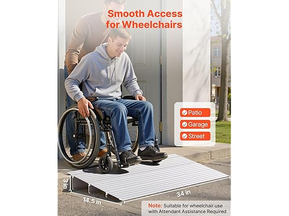 VEVOR Door Threshold Ramp, 3" Rise