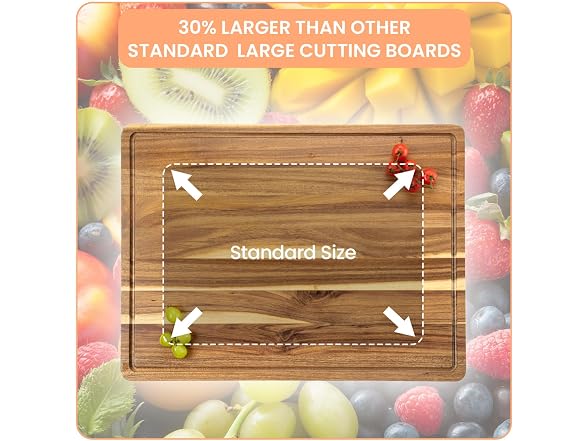 OUTLANE 24 x 18 in Extra Large Acacia Wood Cutting Board