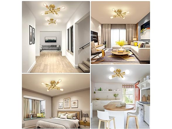 TOBUSA 4-Light Modern Sputnik Chandelier, Gold
