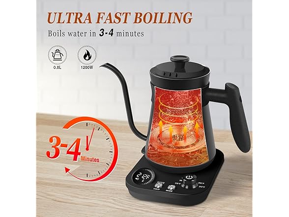 Secura Gooseneck Kettle 0.8L Black