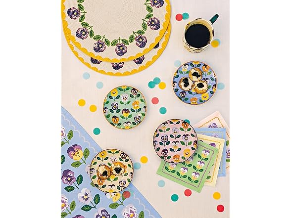 Jubilee Pansy Appetizer Porcelain Plates, Set of 4 Assorted
