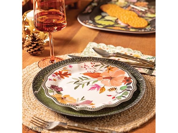 Karma, 8.75 inches Melamine Salad Plates Set of 4, Autumnal Spice
