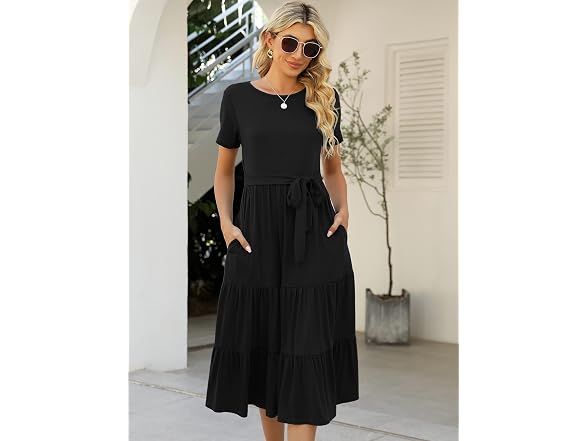 Lyrur Women (M) Summer Casual Short Sleeve Dress