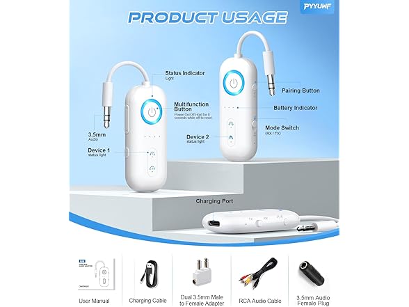 PYYUWF Bluetooth 5.4 Transmitter Receiver