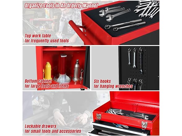 BIG RED Torin 3-Drawer Tool Chest Red