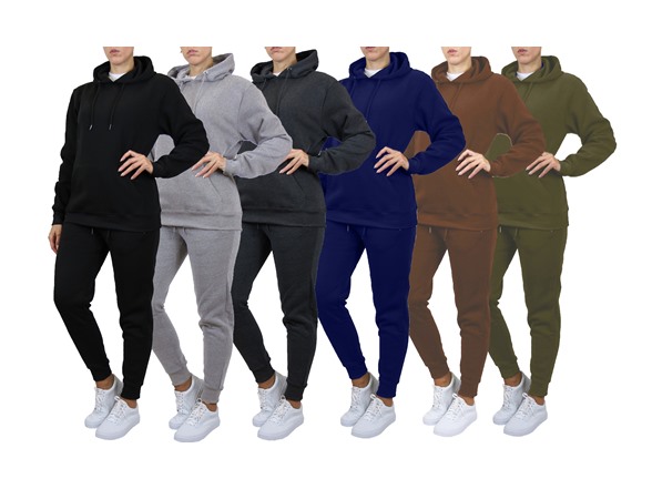 Womens Fleece-Lined Pullover Hoodie & Jogger Set