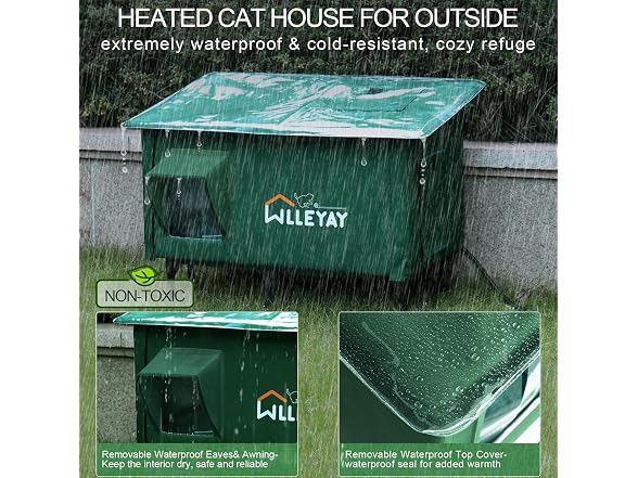 WLLEYAY Collapsible Heated Cat House