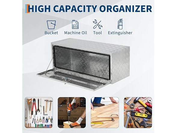 MOVECOM Aluminum Underbody Tool Box 30 x 18 x 18 in, Silver