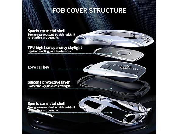 Zinc Alloy Metal Car Key Fob Case