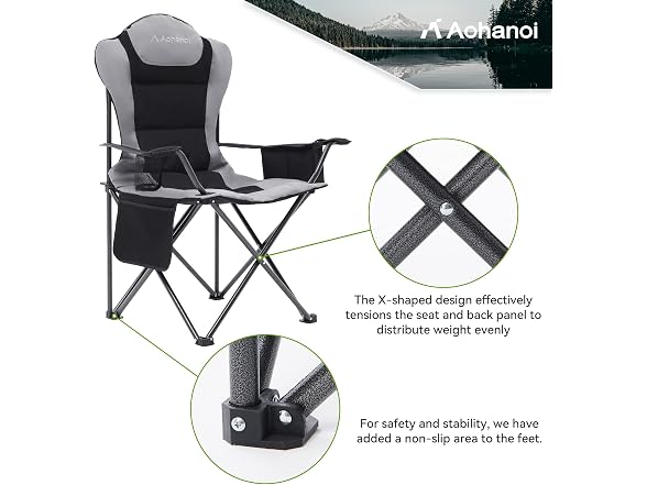 Aohanoi 2 Pack Grey Camping Chairs