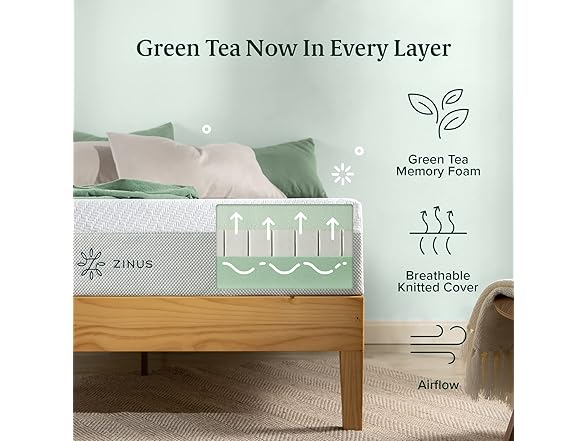 ZINUS 10 Inch Green Tea Luxe Memory Foam Mattress