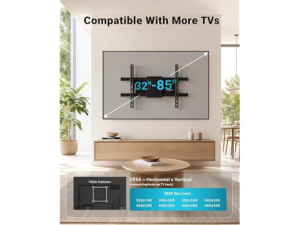 BONTEC Full Motion TV Wall Mount 37-85in