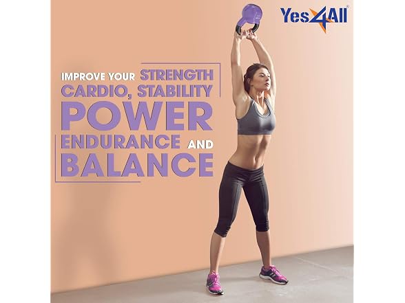 Yes4All Kettlebell, Vinyl Coated Cast Iron Kettlebell Set 5, 10 & 15lbs