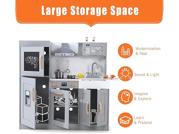 Play Kitchen for Kids, Grey