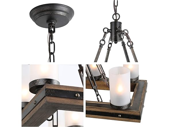 LNC Farmhouse Wood Chandelier