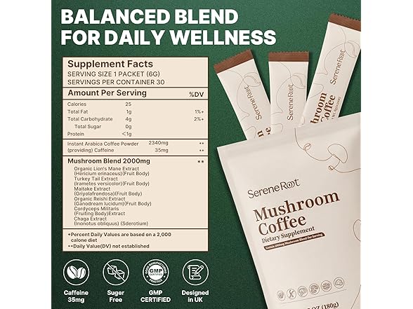 30Ct SereneRoot Adaptogenic Mushroom Coffee