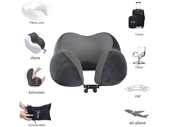 TALLGO Memory Foam Travel Pillow