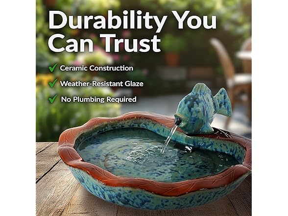 Sunnydaze Decor SSS-306 Glazed Ceramic Fish Water Foun