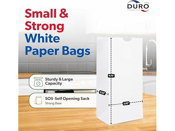 Duro 4# White Paper Bags, 100 Count