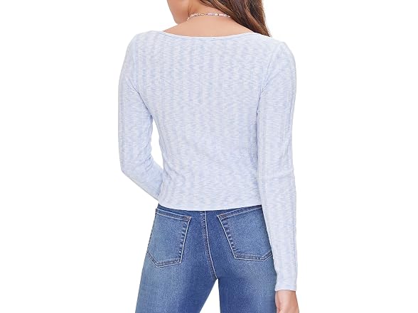 Forever 21 (M) Marled Split-neck Top