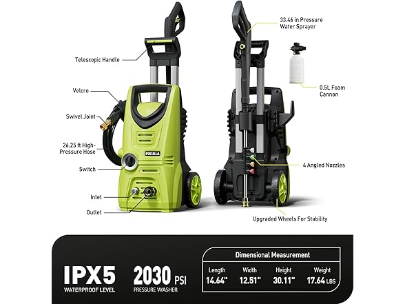 Piukuila BH-937 Electric Pressure Washer, 2030 PSI