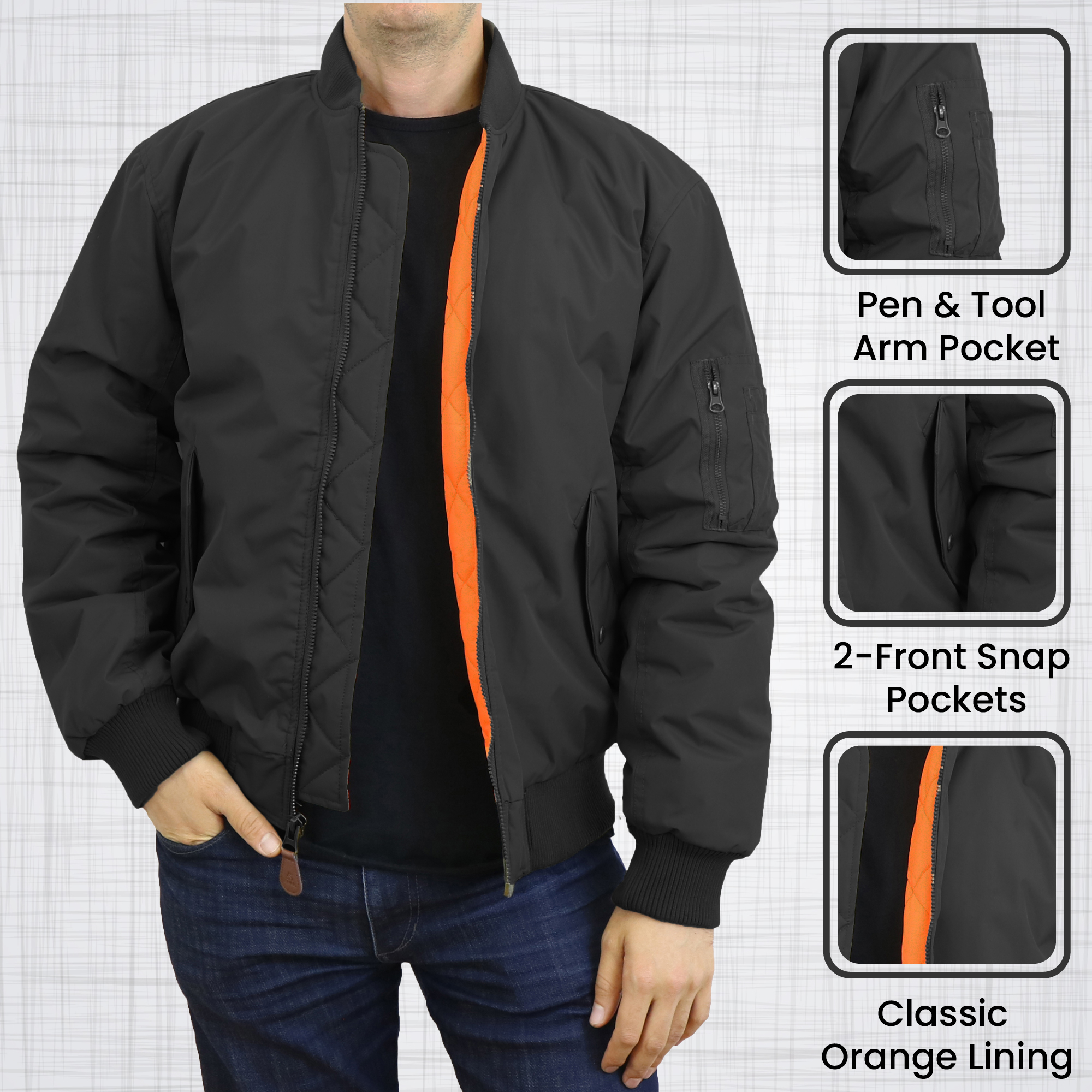 Mens Heavyweight Flight Bomber Jacket - Gallery 20