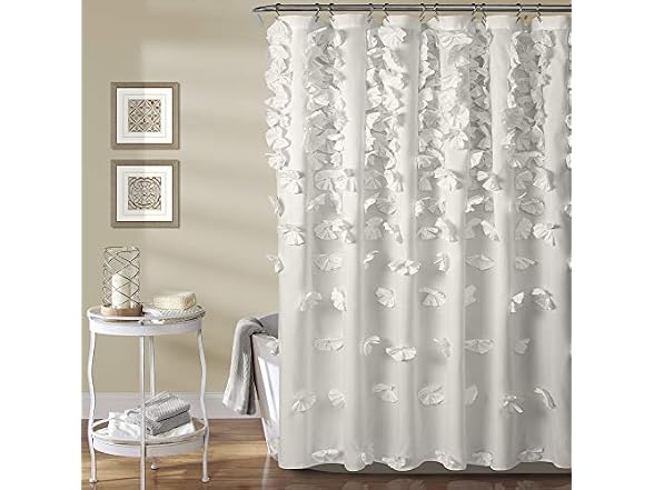 Lush Decor Riley Shower Curtain, 72" W x 72" L, White