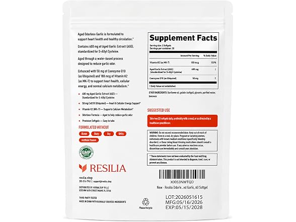 Resilia Oil Of Aged Garlic Extract