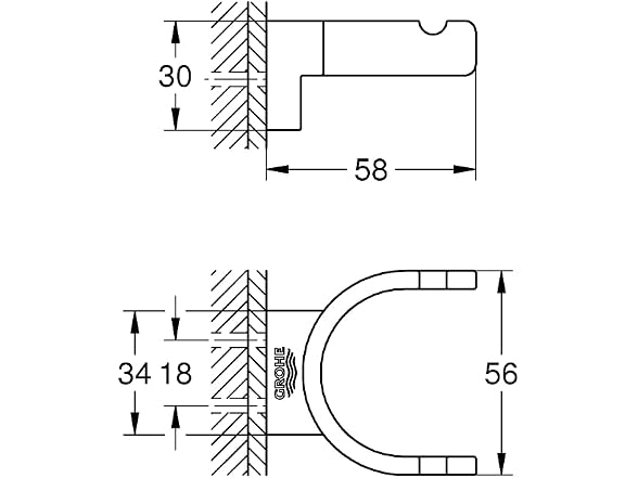GROHE 41049A00 Selection Double Robe Hook,