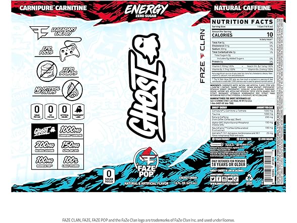 1CT GHOST Energy x Faze Clan (Faze Pop) 16 oz