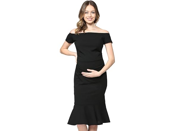 LaClef Women (XL) Off Shoulder Maternity Hem Dress