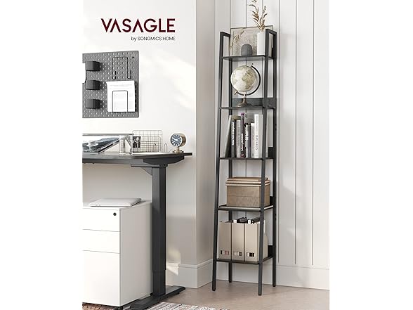VASAGLE Bookshelf, 5-Tier Narrow Book Shelf