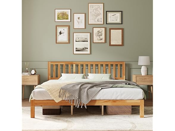 Novilla King Size Bed Frame Wood King Bed Frame and Headboard