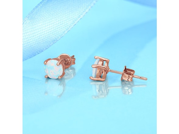 Sterling White Fiery Opal Stud Earring