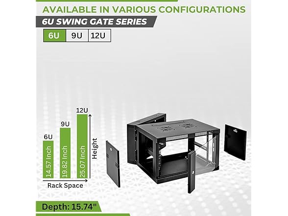 NavePoint 6U Server Cabinet with Hinged