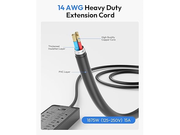 NTONPOWER Flat Plug Extension Cord