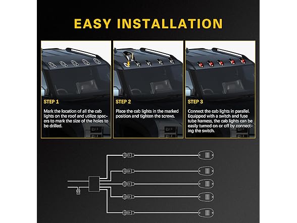 Generic Red LED Cab Lights Smoke Lens