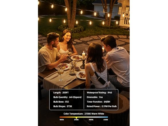 Minetom 152FT Outdoor String Lights with Remote