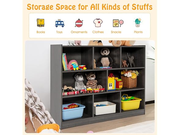 HOMGX Kids Montessori Shelf, 8-Cube Wooden Toy Storage Organizer