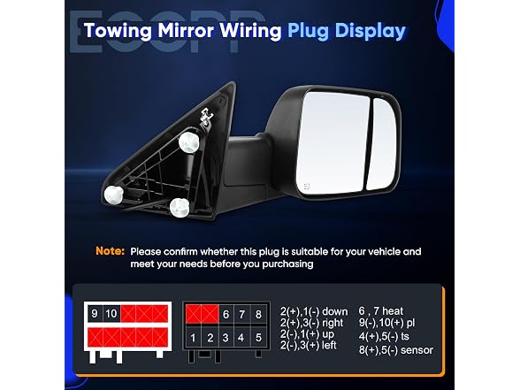 ECCPP Tow Mirrors Towing Mirrors fit for Rig