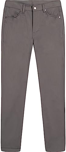 IZOD Boys' School Uniform Flat Front Twill 5-Pocket Pants, Grey, 14