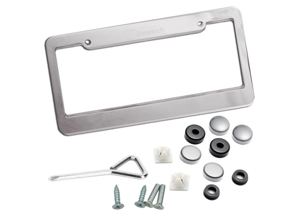 Zone Tech GA0067 Matte Aluminum License Plate Frame