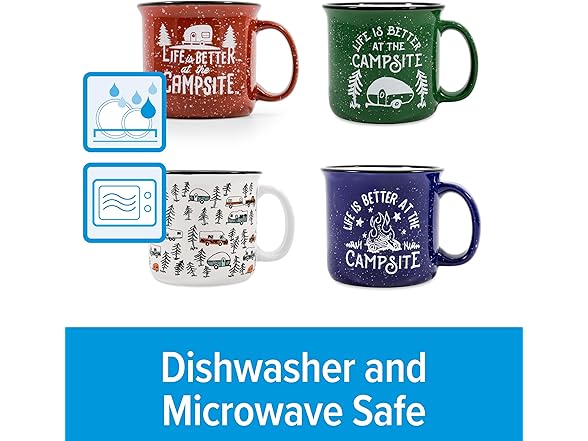 Camco Life is Better at The Campsite 4PK Mugs