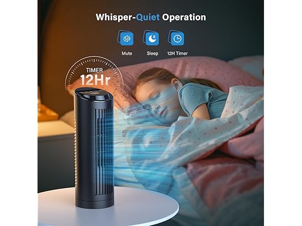 13" Bladeless Tower Fan with 3 Speeds