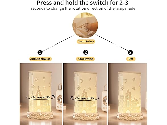 WISUCL W1579 Touch Control Table Lamp for Bedroom