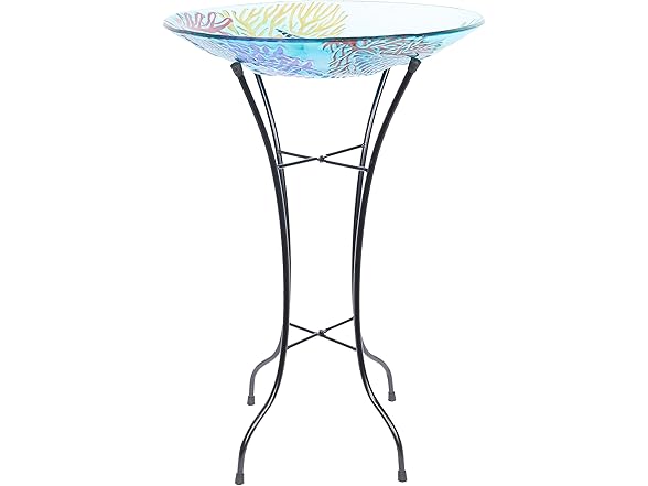 Alpine Corporation 26" Tall Outdoor Glass Turtle Accent Birdbath