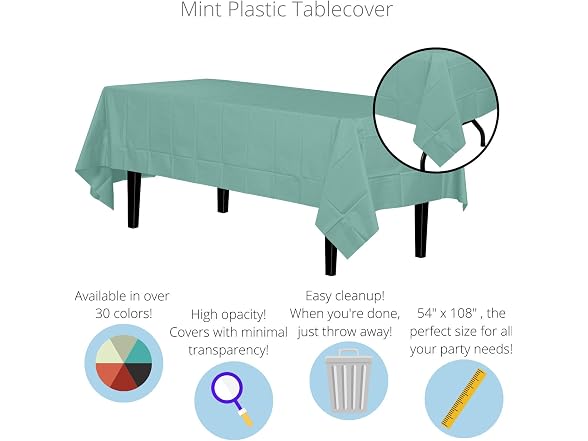 Mint Green plastic table cover - 54" x