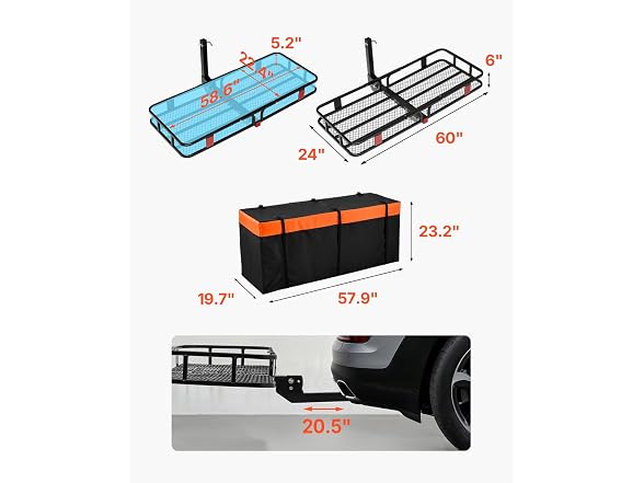 60" x 24" x 6", Hitch Cargo Carrier